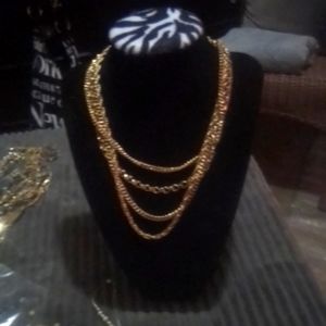 Monet gold toned vintage 4 layers nexklace